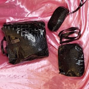 🔥🔥Brand New Harper and Hyde Faux Croc bag set in black🔥🔥